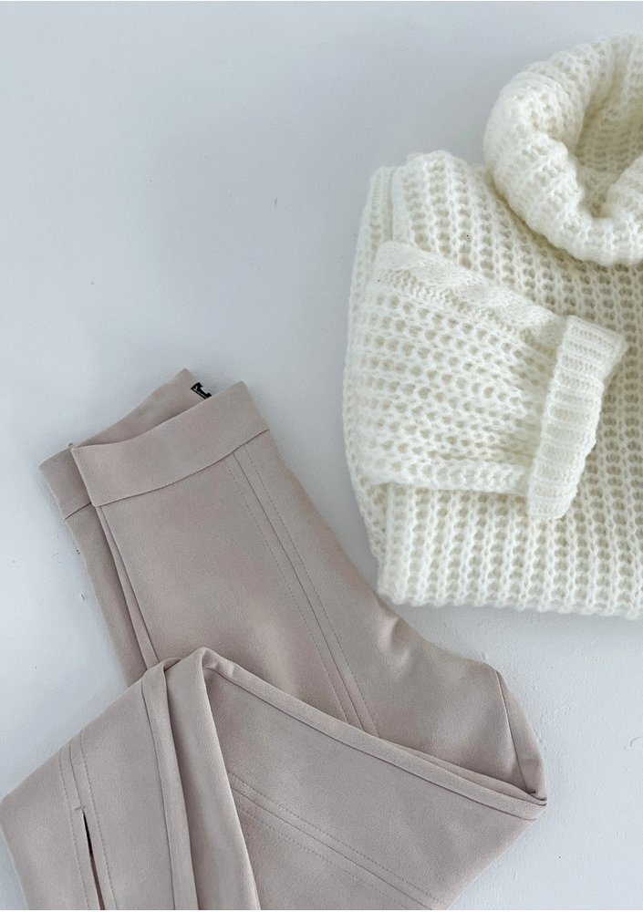 Preva - Beige eco suede trousers