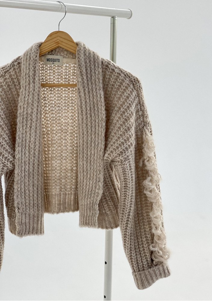 Adora - Beige fringed cardigan