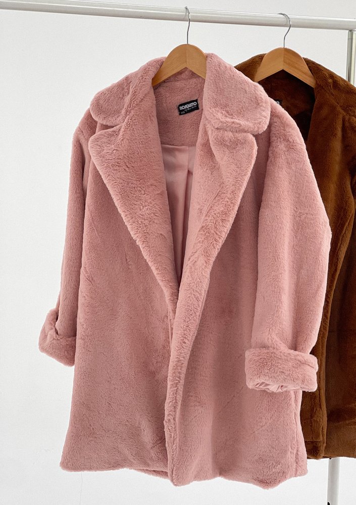 Osha - Powder pink faux fur coat