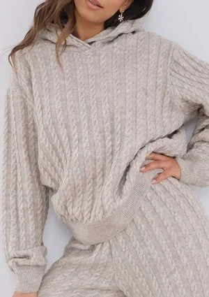 Espen - Beige knitted hoodie