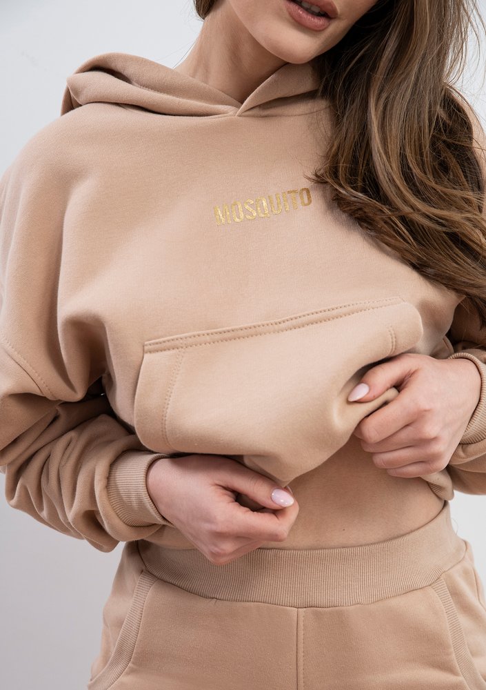 Bluza z kieszenią i kapturem Beżowa ILM