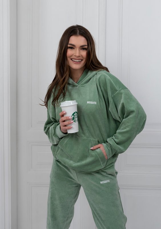 Welurowa bluza z kapturem Smoke Mint ILM