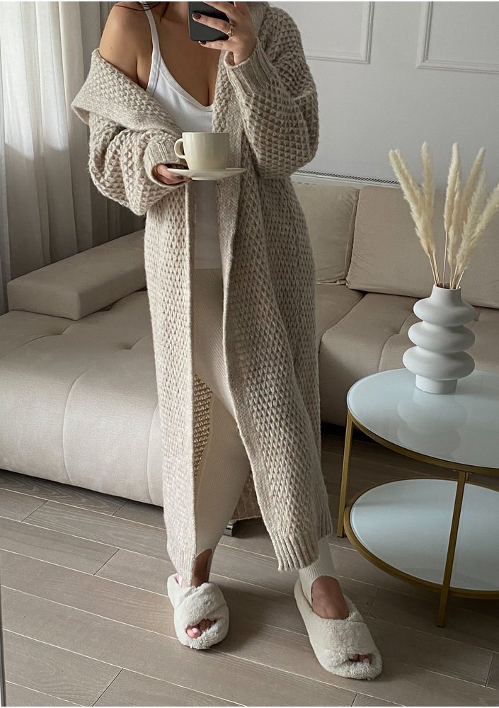 Lanna - Long beige cardigan