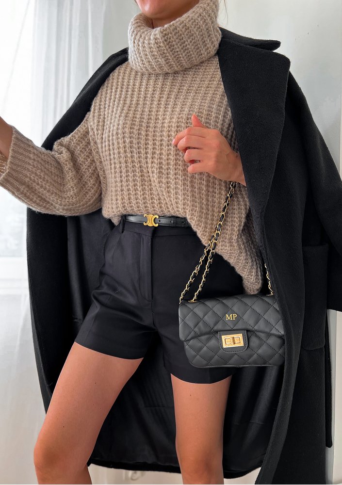 Stor - Sweter z golfem oversize Latte