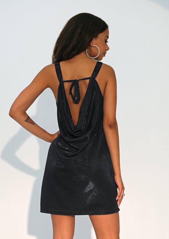 Sammy - Shiny black mini dress