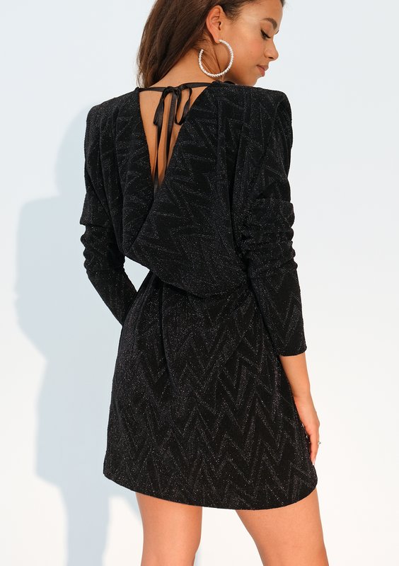 Robyn - Black mini dress with shoulder pads