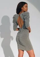 Keira - Silver mini open back dress
