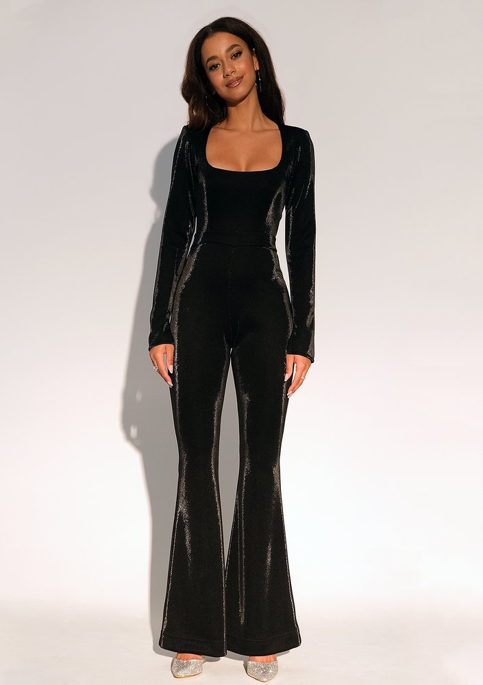 Glam - Shiny black maxi jumpsuit