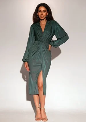 Labelle - Shiny green midi dress