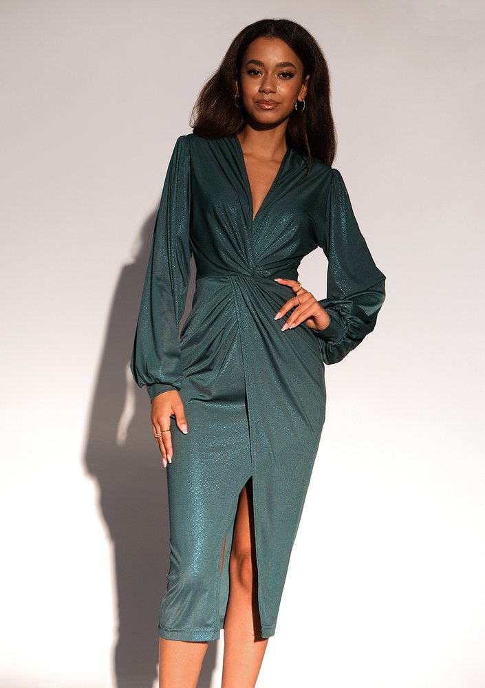 Labelle - Shiny green midi dress