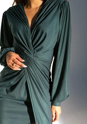 Labelle - Błyszcząca sukienka midi Zielona