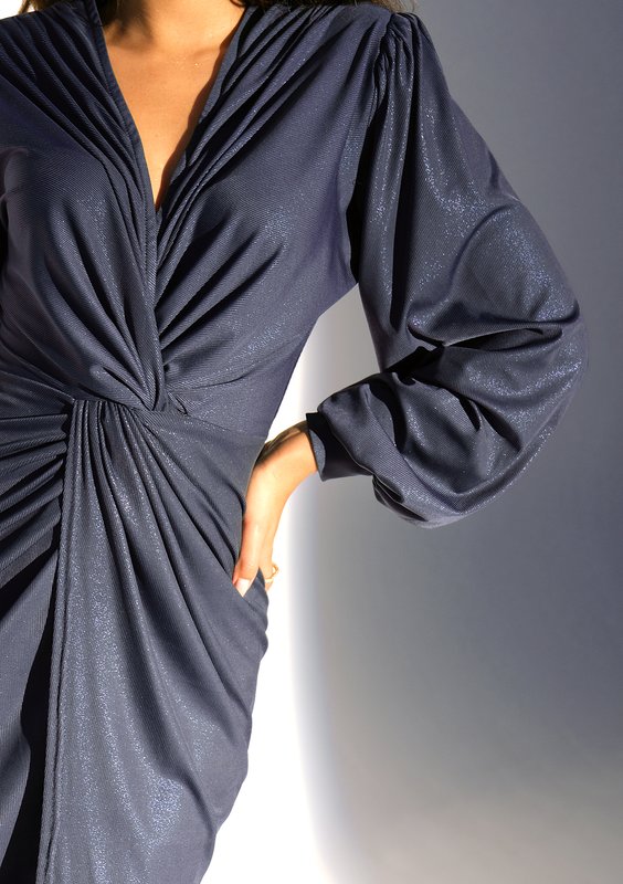 Labelle - Shiny dark blue midi dress