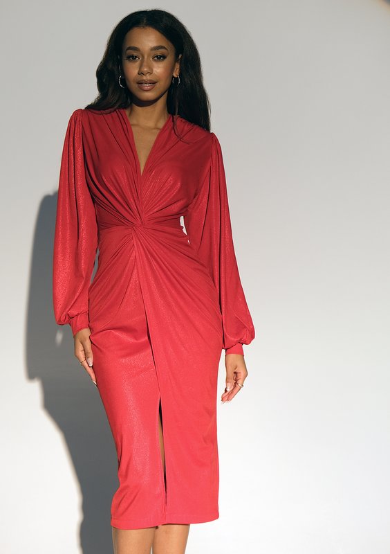 Labelle - Shiny red midi dress