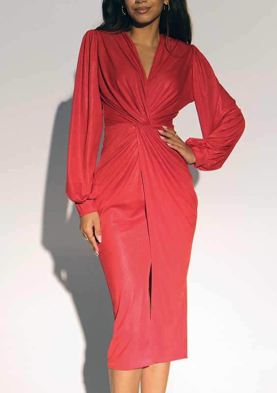 Labelle - Shiny red midi dress