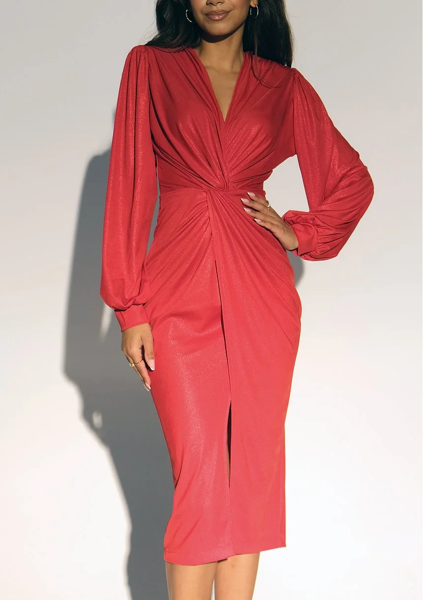 Labelle - Shiny red midi dress