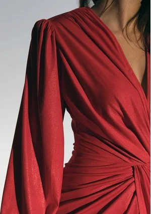 Labelle - Błyszcząca sukienka midi Czerwona