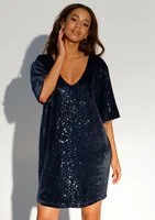 Uma - Loose blue sequinned mini dress