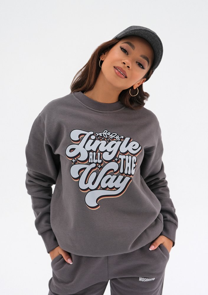 Jolly - Christmas dark stone grey sweatshirt "Jingle..."