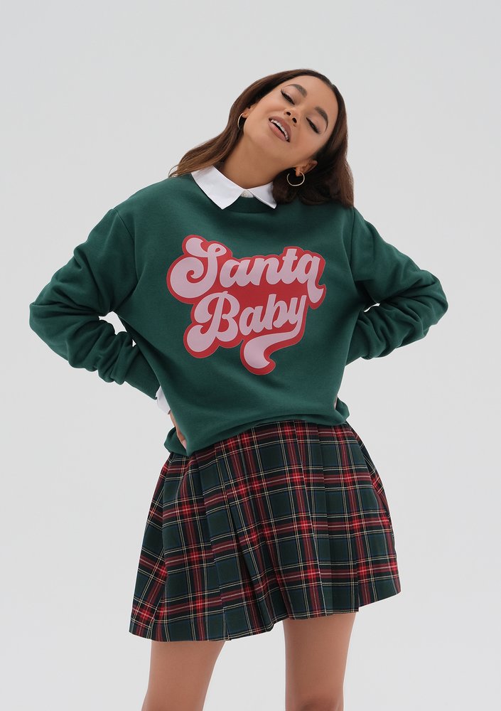 Jolly - Christmas deep green sweatshirt "Santa..."