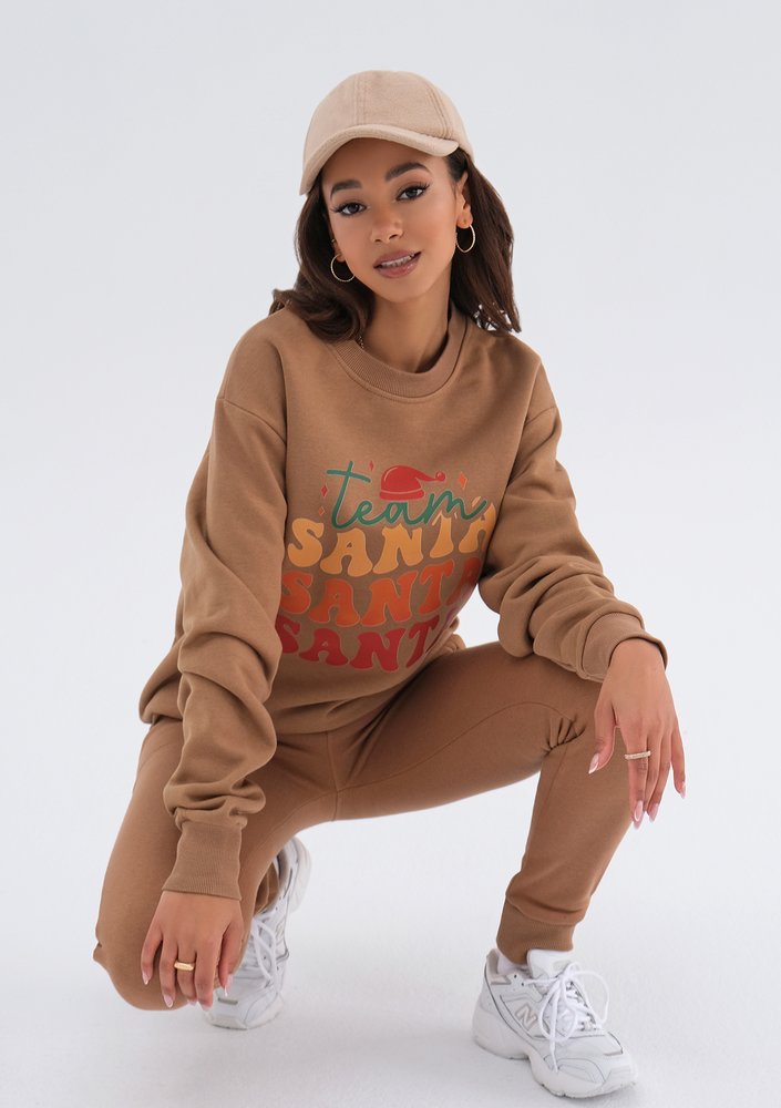 Jolly - Christmas caramel brown sweatshirt "Team..."