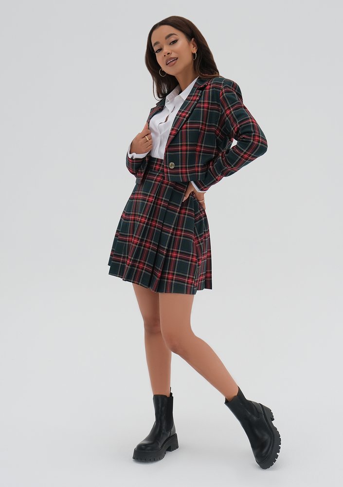 Rachel - Green checked mini blazer