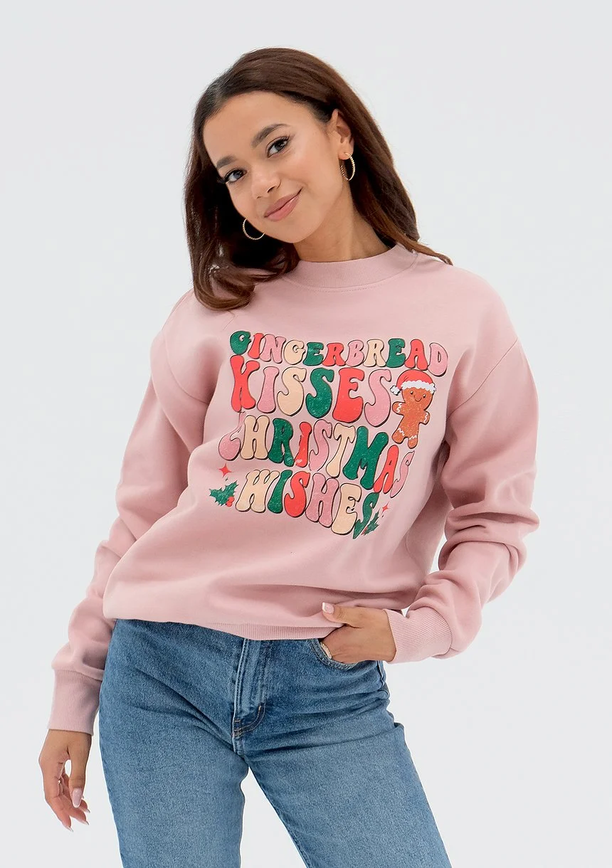 Jolly - Christmas powder pink sweatshirt "Gingerbread..."