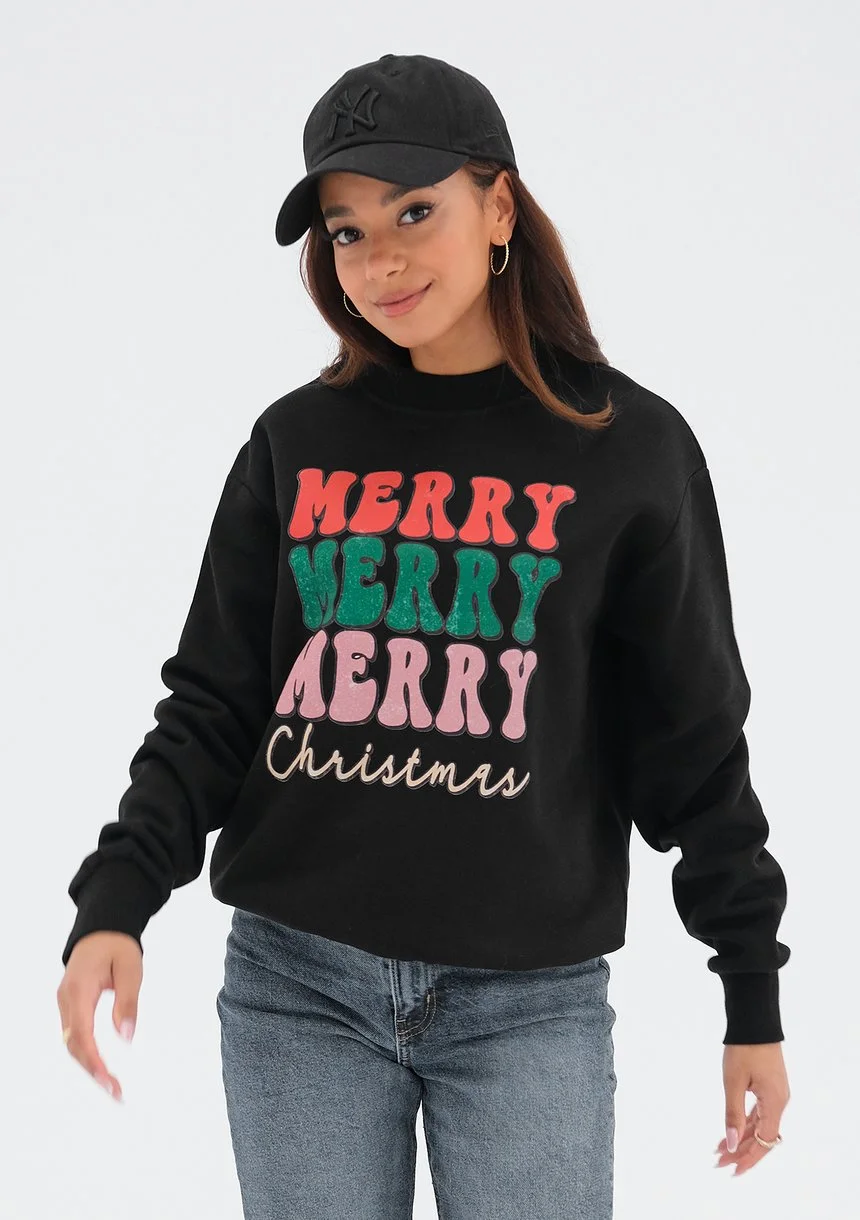 Jolly - Christmas black sweatshirt "Merry..."
