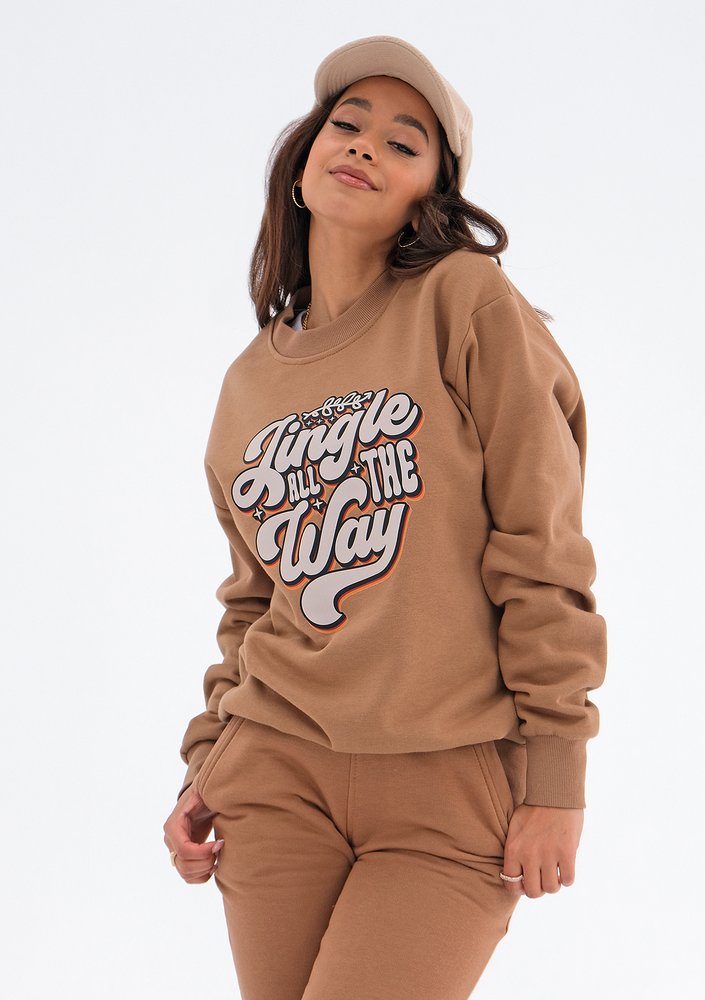 Jolly - Christmas caramel brown sweatshirt "Jingle..."