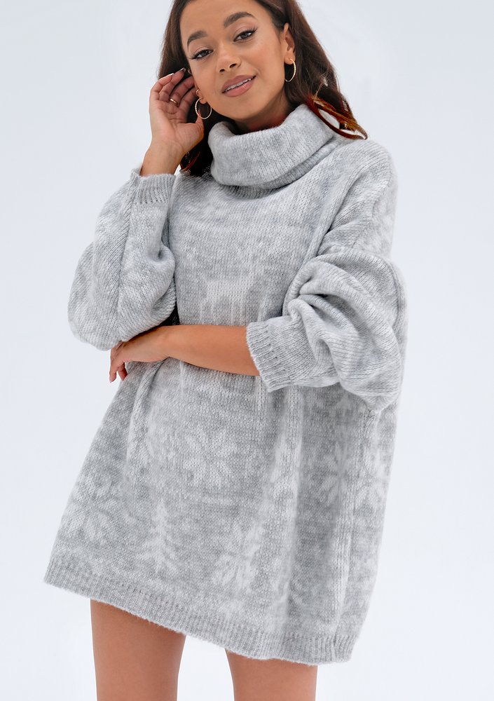 Freez - Grey oversize turtleneck sweater