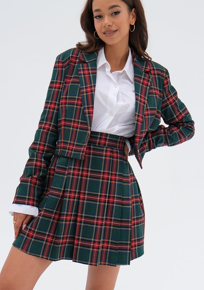 Rachel - Green checked mini blazer