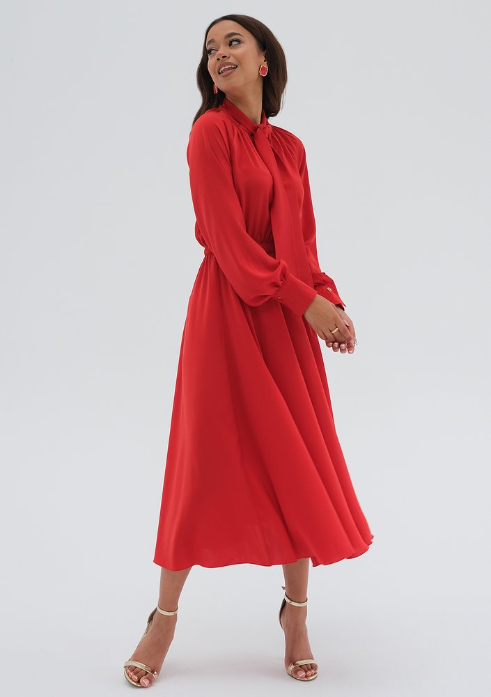 Laura - Satin red midi dress
