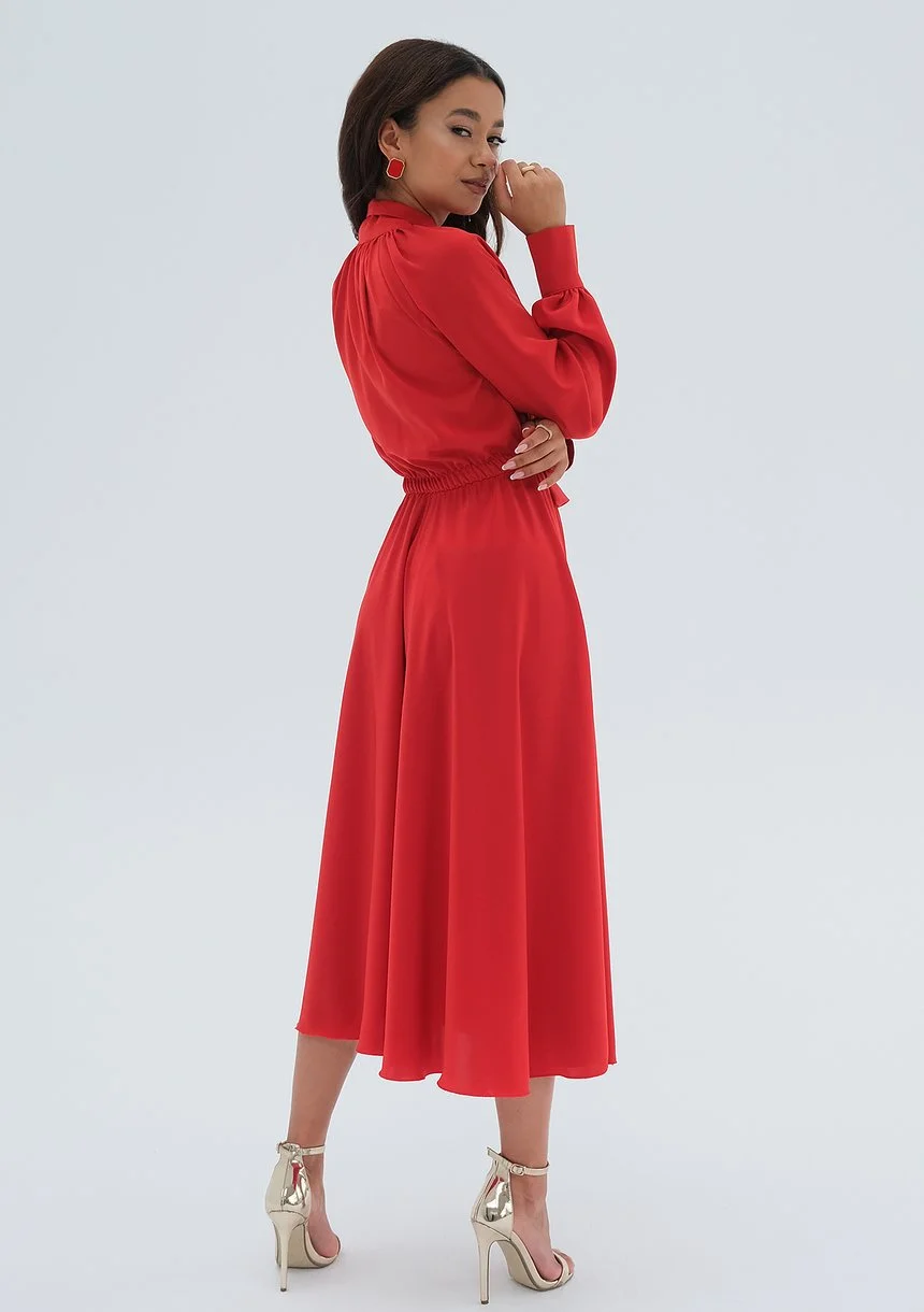 Laura - Satin red midi dress