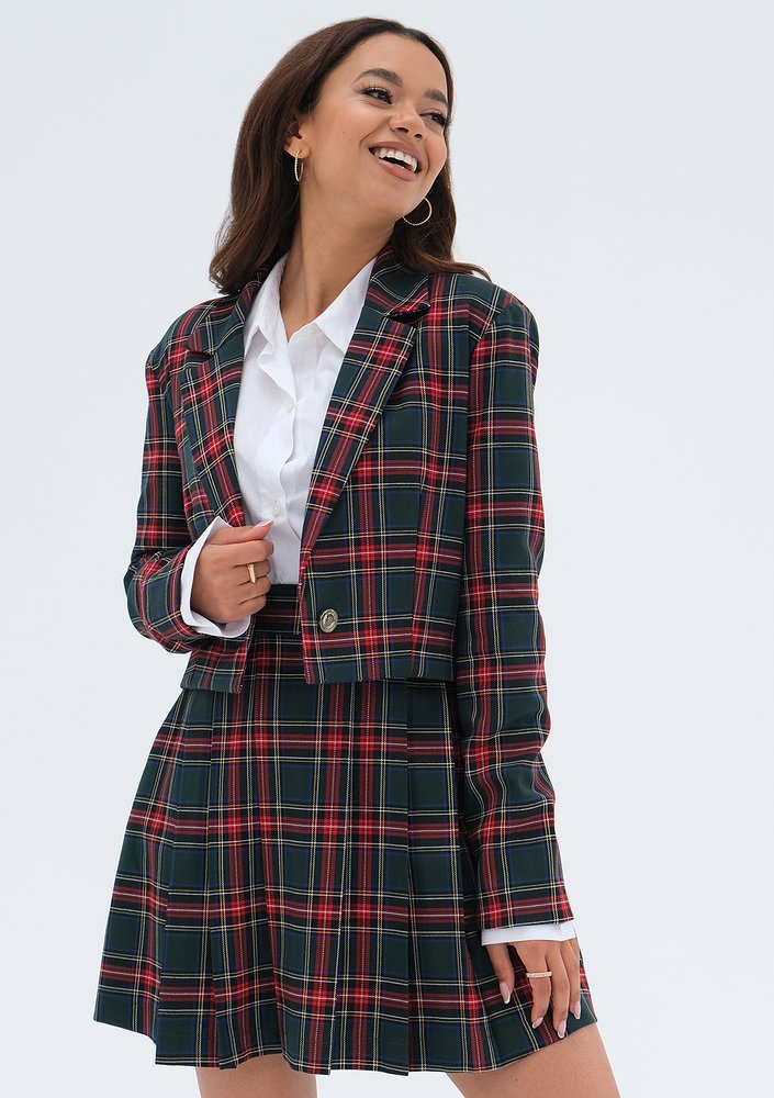 Rachel - Green checked mini blazer