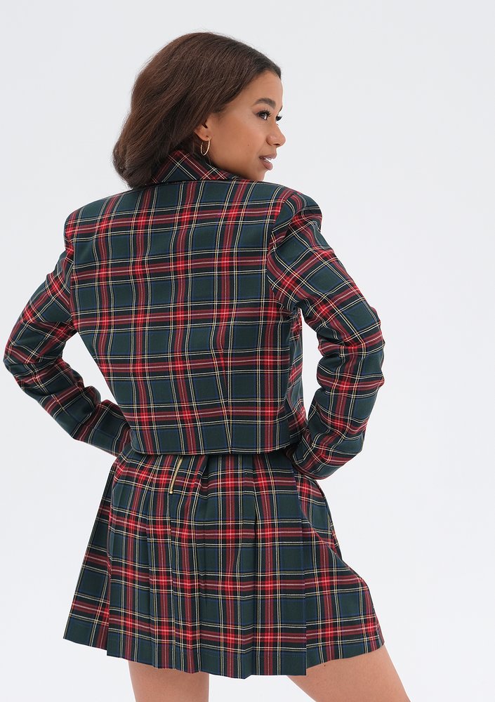 Rachel - Green checked mini blazer