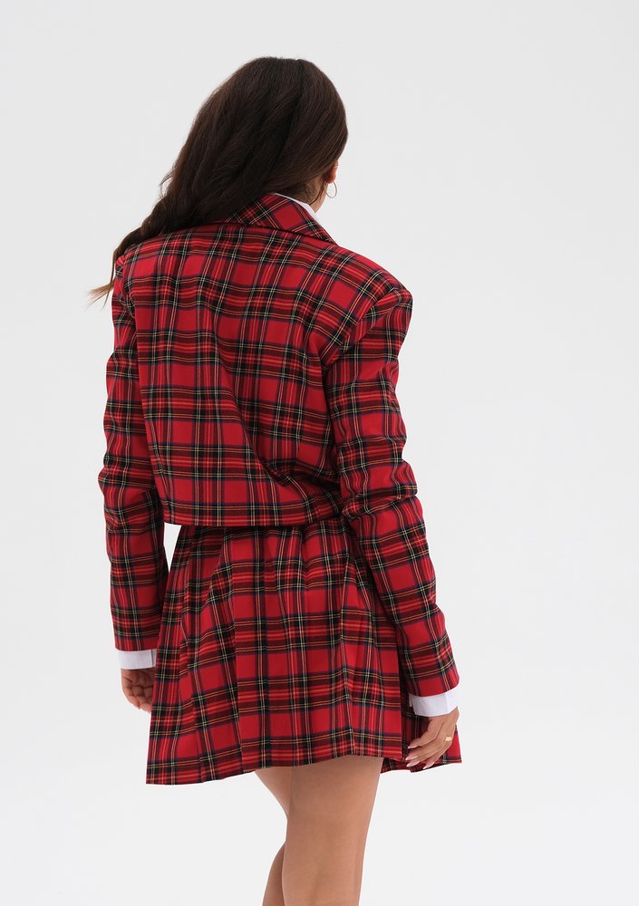 Rachel - Red checked mini blazer