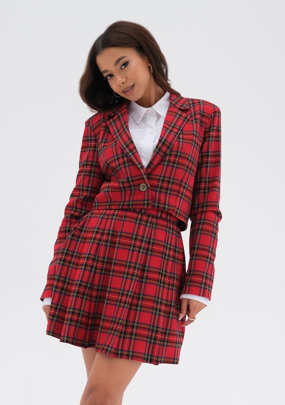 Rachel - Red checked mini blazer
