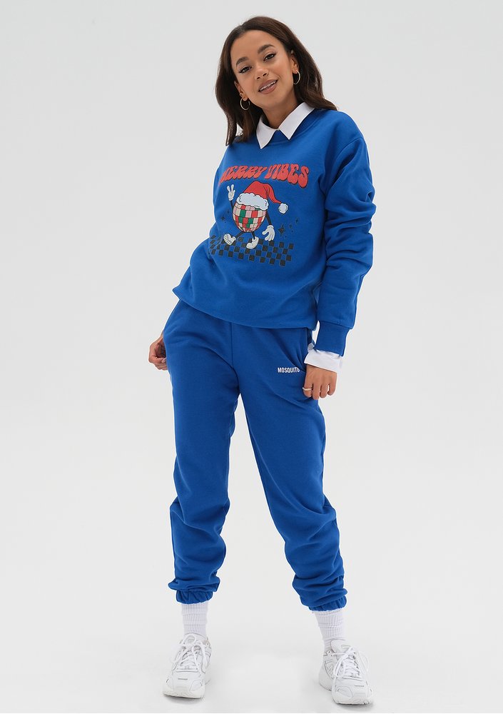 Jolly - Christmas cobalt blue sweatshirt "Merry..."