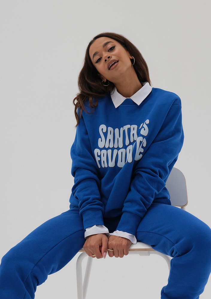 Jolly - Christmas cobalt blue sweatshirt "Santa's..."