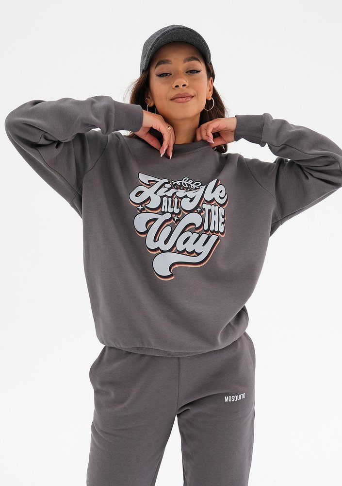Jolly - Christmas dark stone grey sweatshirt "Jingle..."