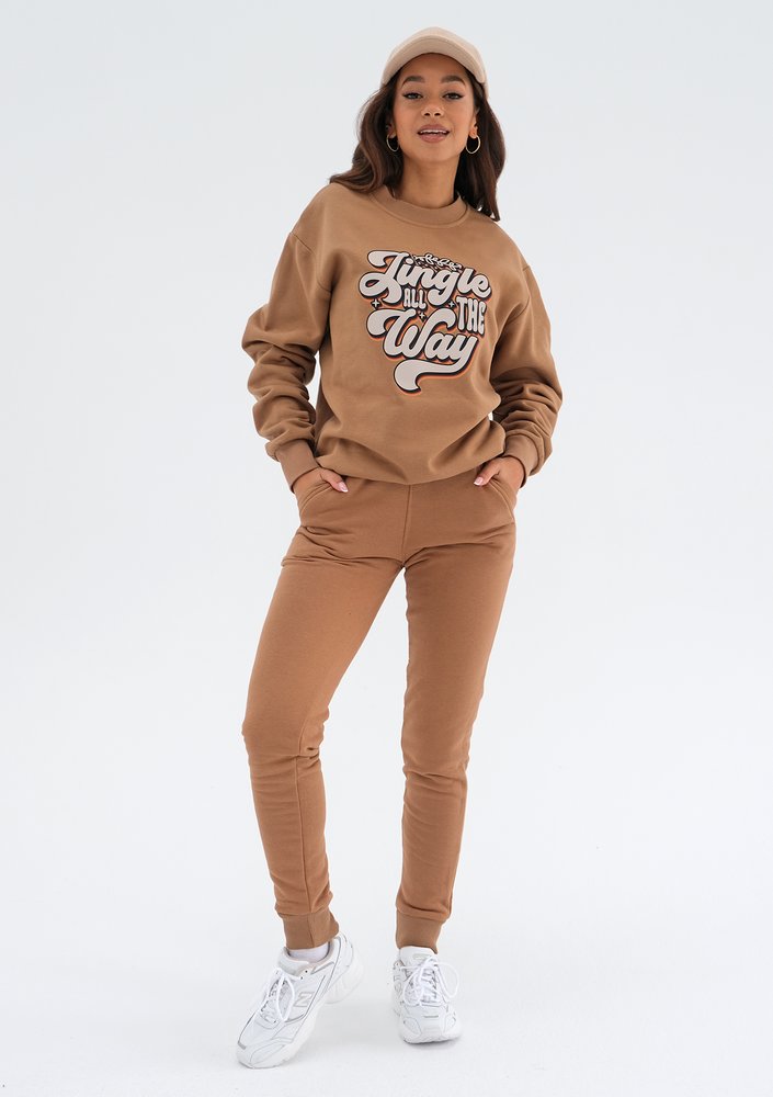 Jolly - Christmas caramel brown sweatshirt "Jingle..."