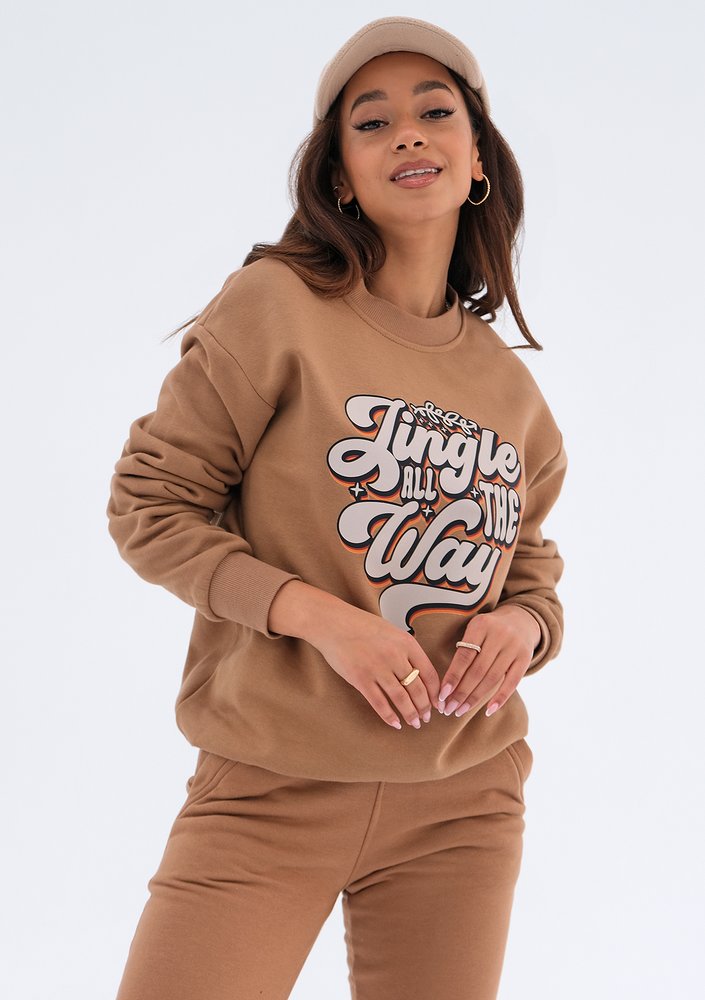 Jolly - Christmas caramel brown sweatshirt "Jingle..."