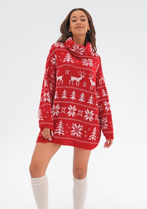 Freez - Red oversized turtleneck sweater