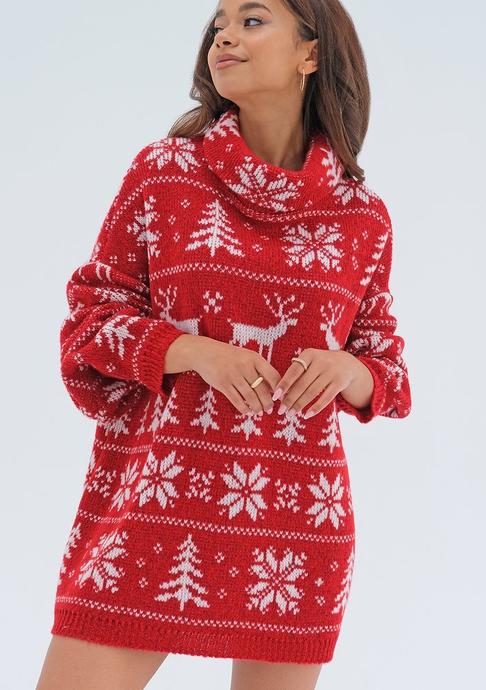 Freez - Red oversized turtleneck sweater