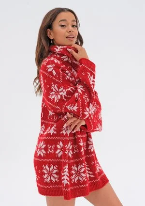 Freez - Red oversized turtleneck sweater
