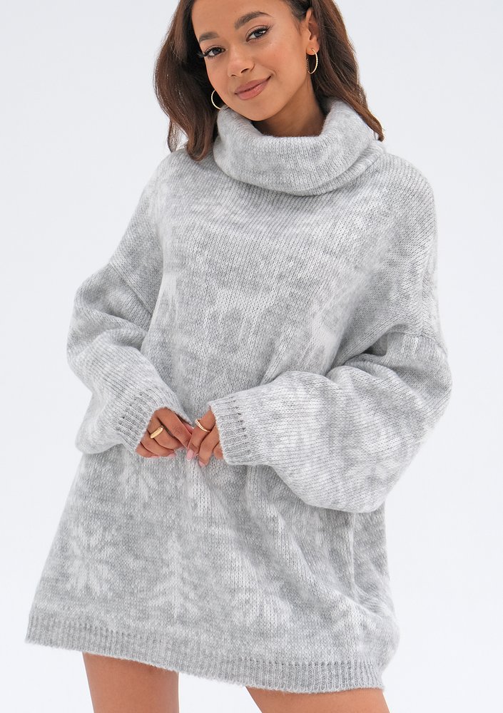 Freez - Grey oversize turtleneck sweater