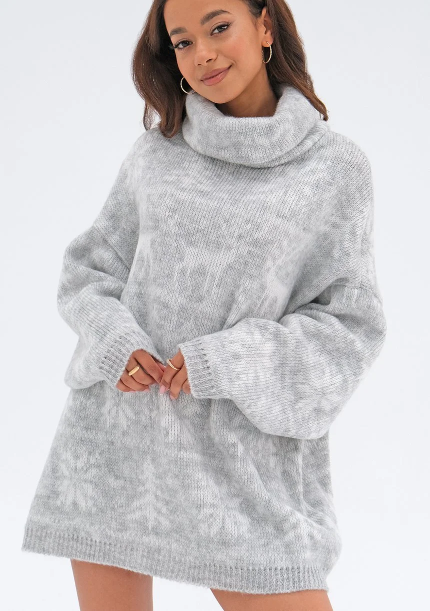 Freez - Grey oversize turtleneck sweater