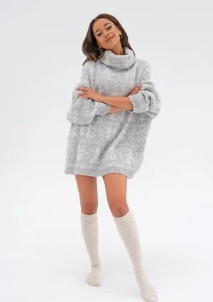 Freez - Grey oversize turtleneck sweater