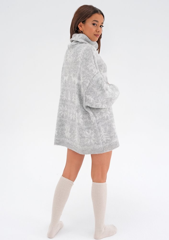 Freez - Grey oversize turtleneck sweater