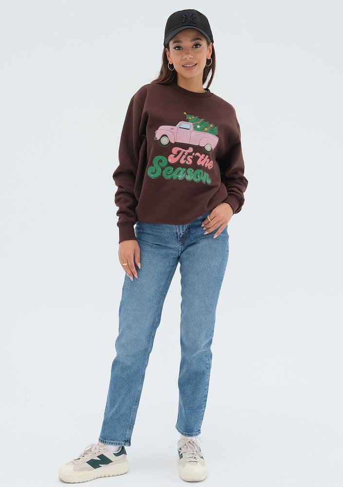 Jolly - Christmas dark brown sweatshirt "It's the..."