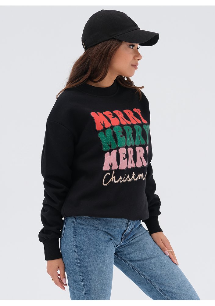 Jolly - Christmas black sweatshirt "Merry..."